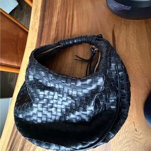 Moda Luxe Black Woven Hobo Bag